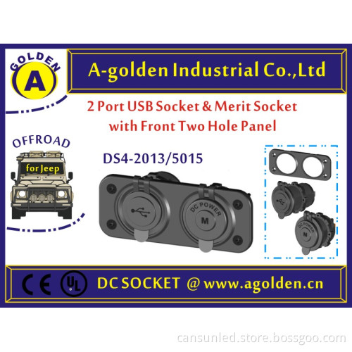 Mini led rocker switch +Waterproof sockets motorcycle double usb socket & 12v power outlet&voltmeter socket